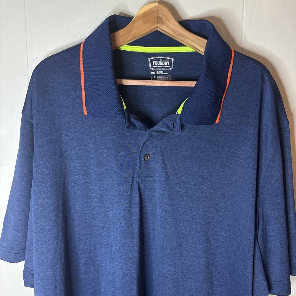 The Foundry Supply Co Polo Shirt Mens 4XLT Navy Blue Short Sleeve Cotton Pocket